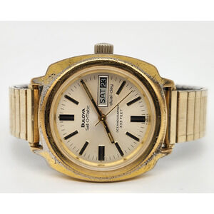 Vintage Bulova Set-O-Matic Oceanographer 333 FEET Gold Plated Automatic - Read